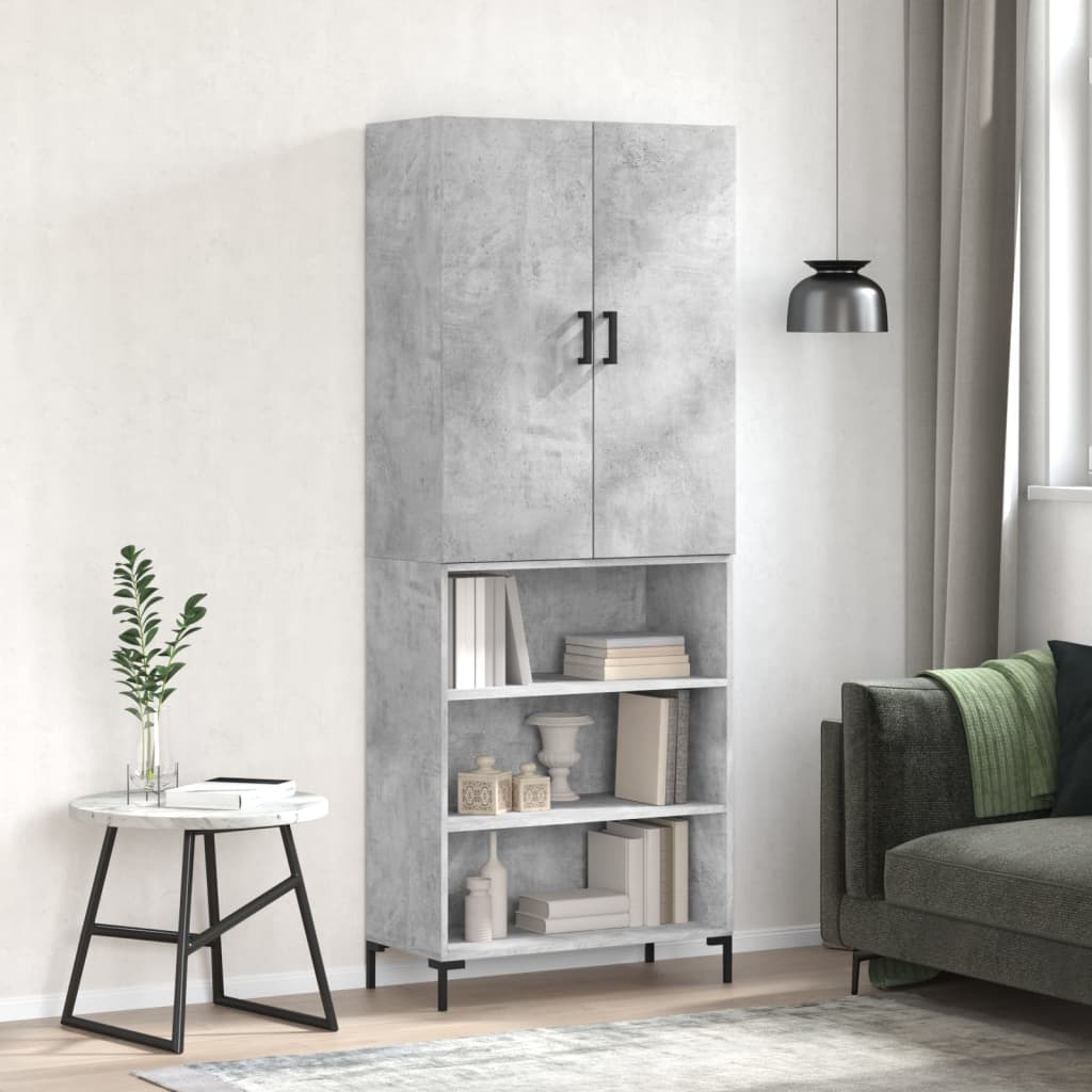 Visoka komoda siva betona 69,5x34x180 cm od konstruiranog drva