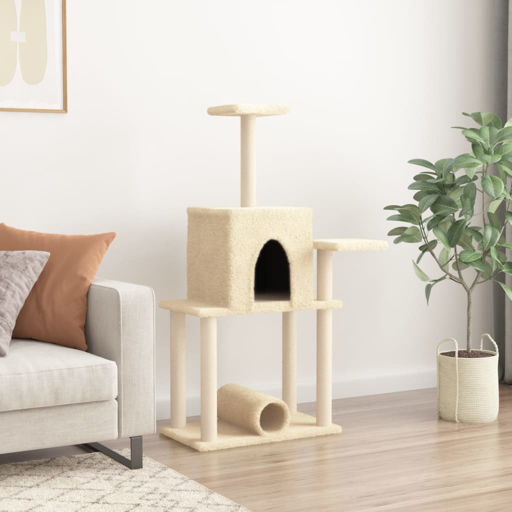 Penjalica za mačke sa stupovima za grebanje krem 122 cm