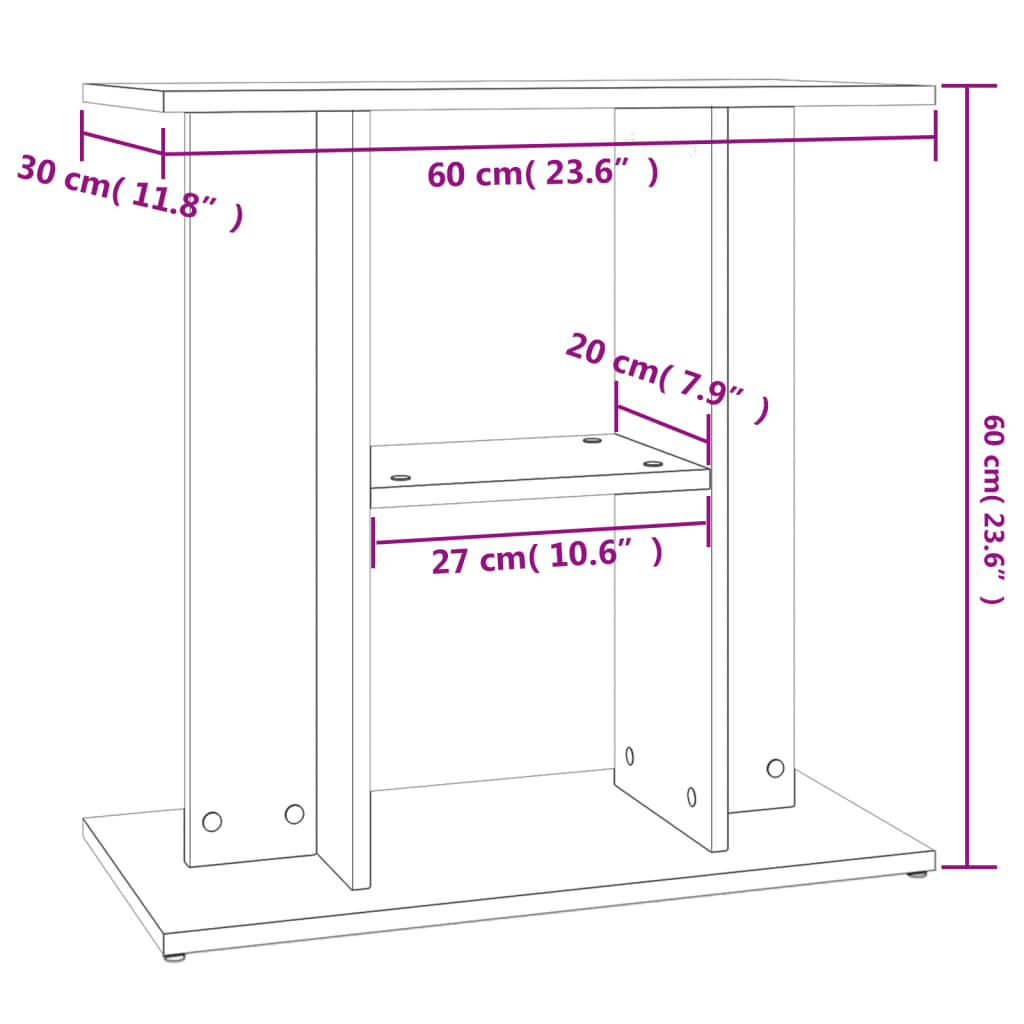 Stalak za akvarij Betonski Sivi 60x30x60 cm Konstruirano drvo