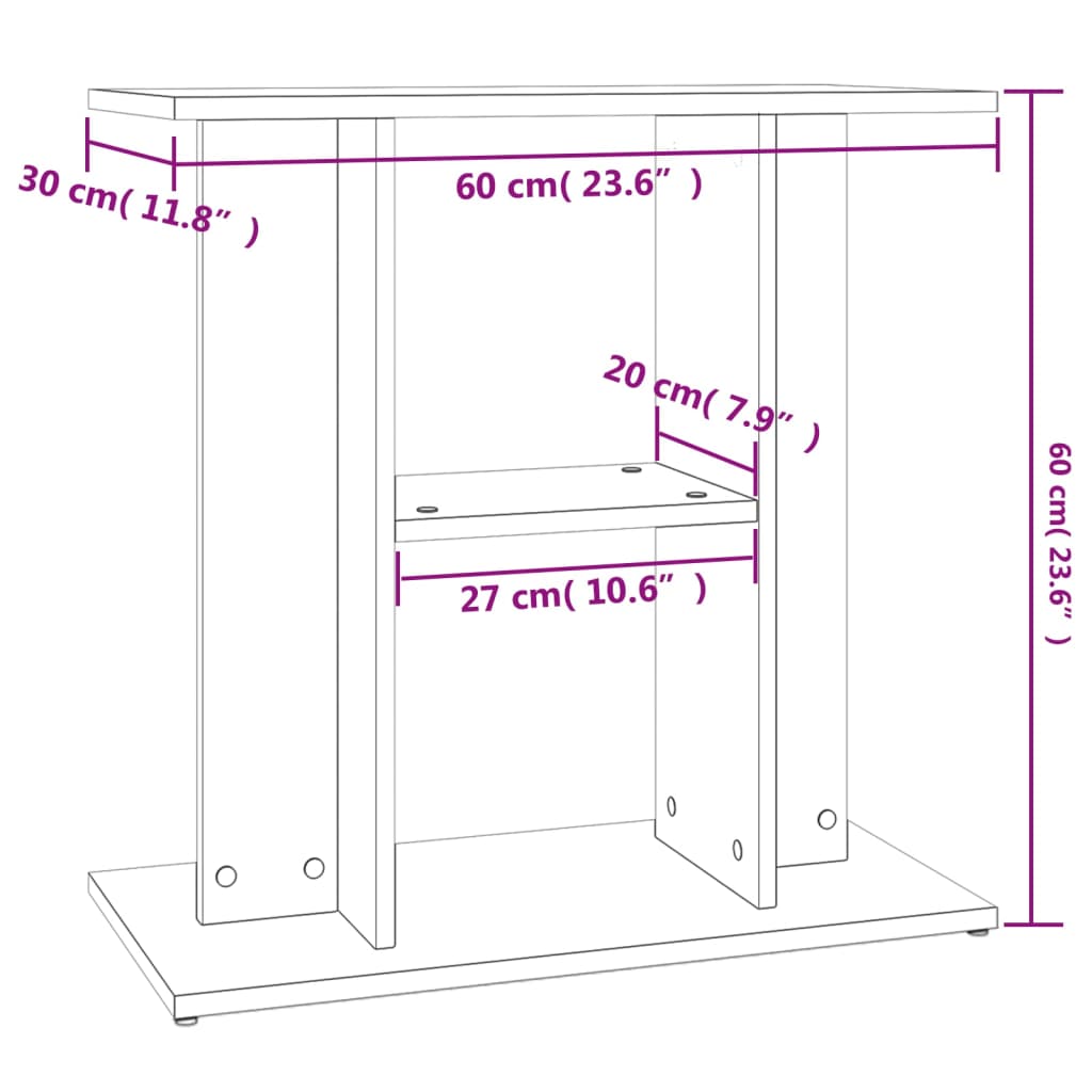 Stalak za akvarij boja hrasta 60 x 30 x 60 cm konstruirano drvo