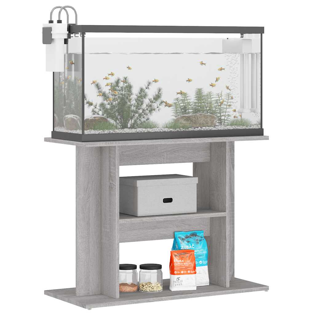 Stalak za akvarij sivi sonoma 80x35x60 cm inženjerski drvo