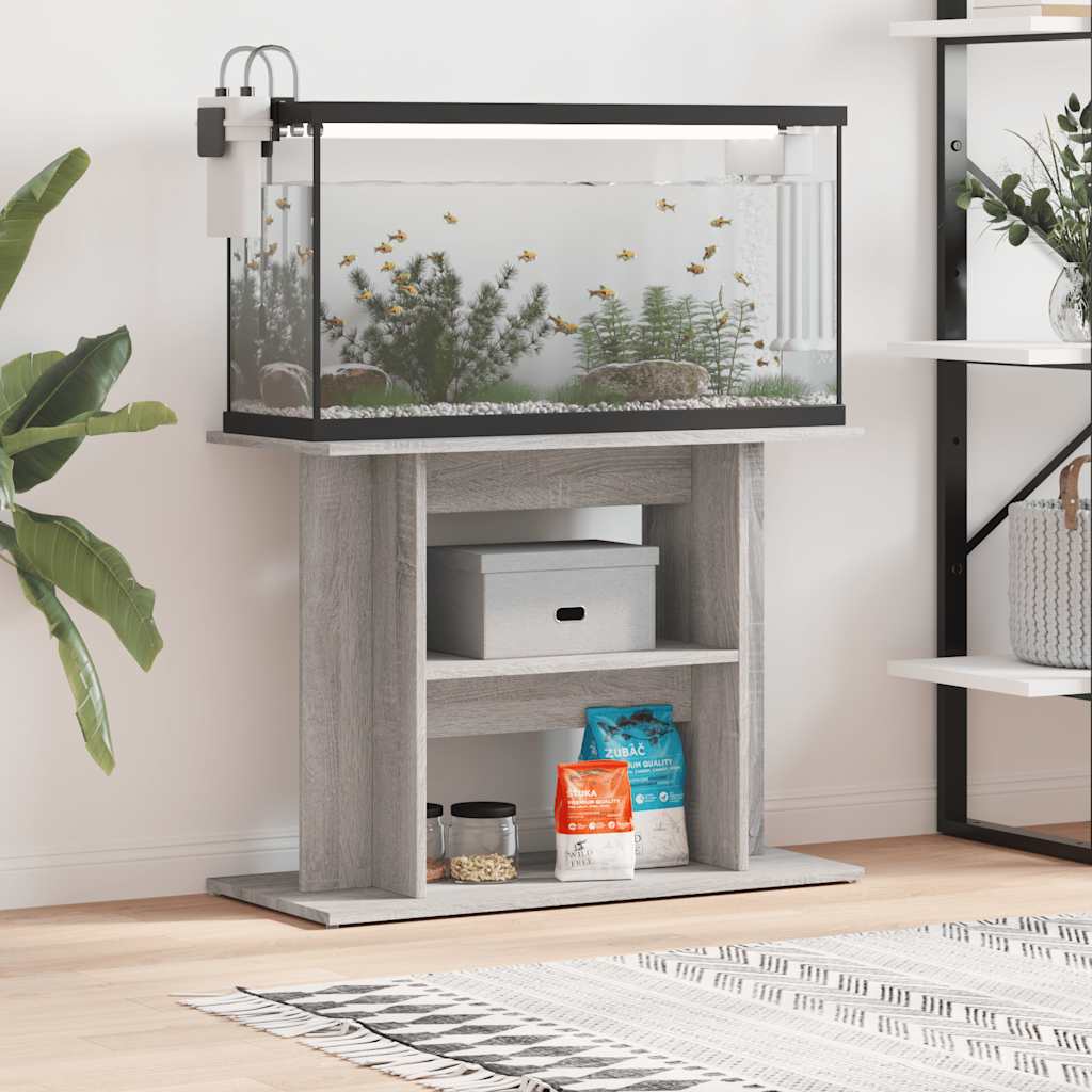 Stalak za akvarij sivi sonoma 80x35x60 cm inženjerski drvo