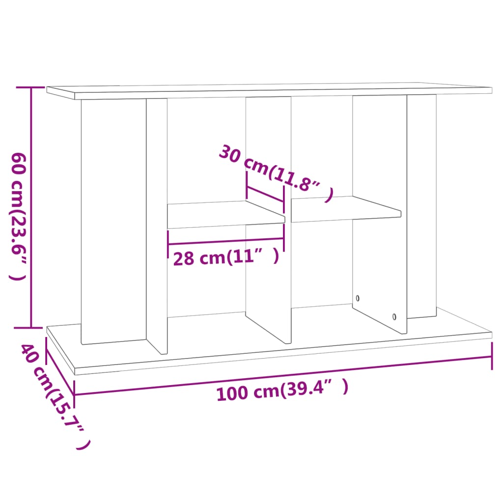 Stalak za akvarij Betonsko sivi 100x40x60 cm Konstruirano drvo