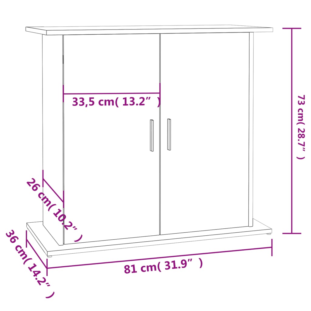 Stalak za akvarij Betonsko-sivi 81x36x73 cm Konstruirano drvo