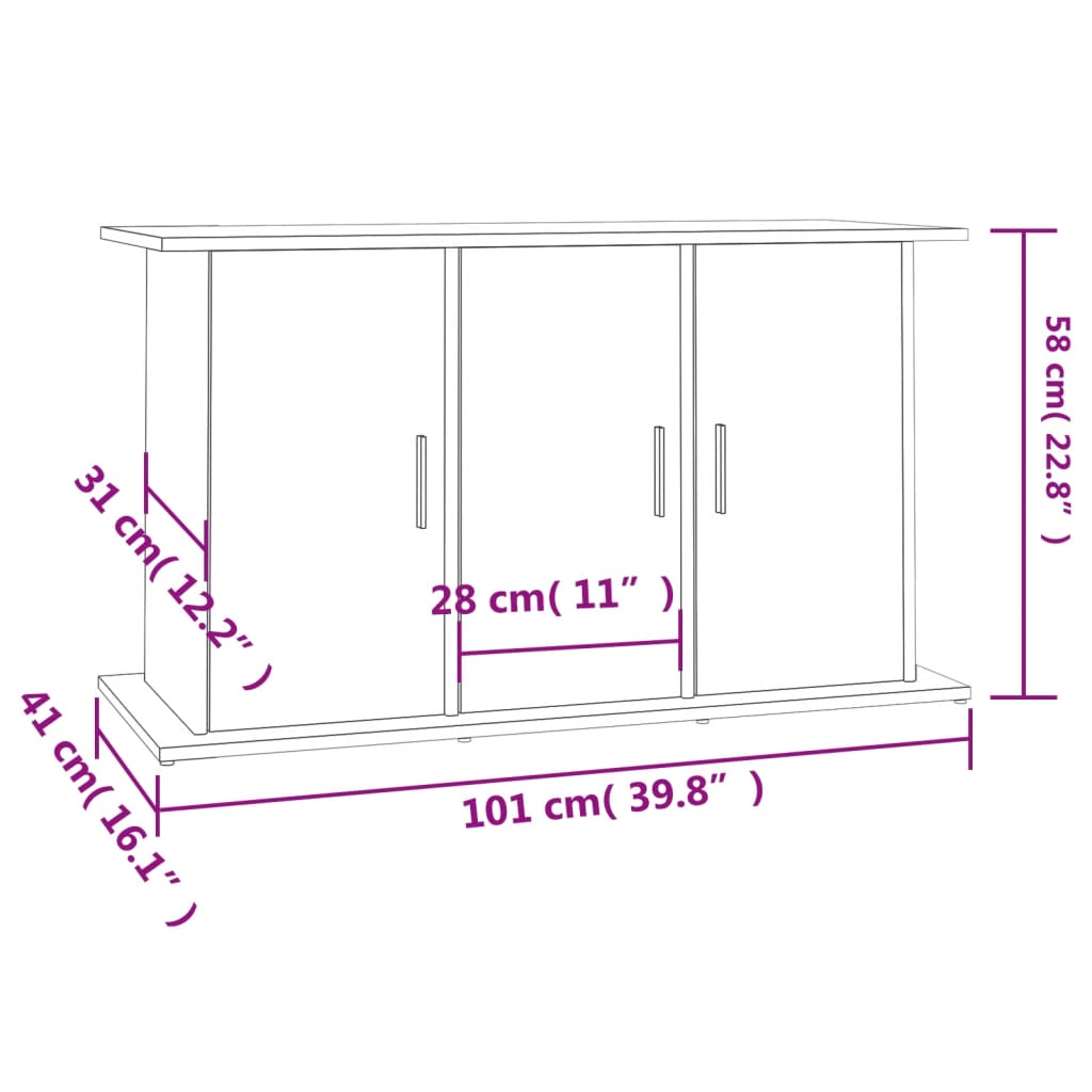 Stalak za akvarij bijeli 101 x 41 x 58 cm od konstruiranog drva