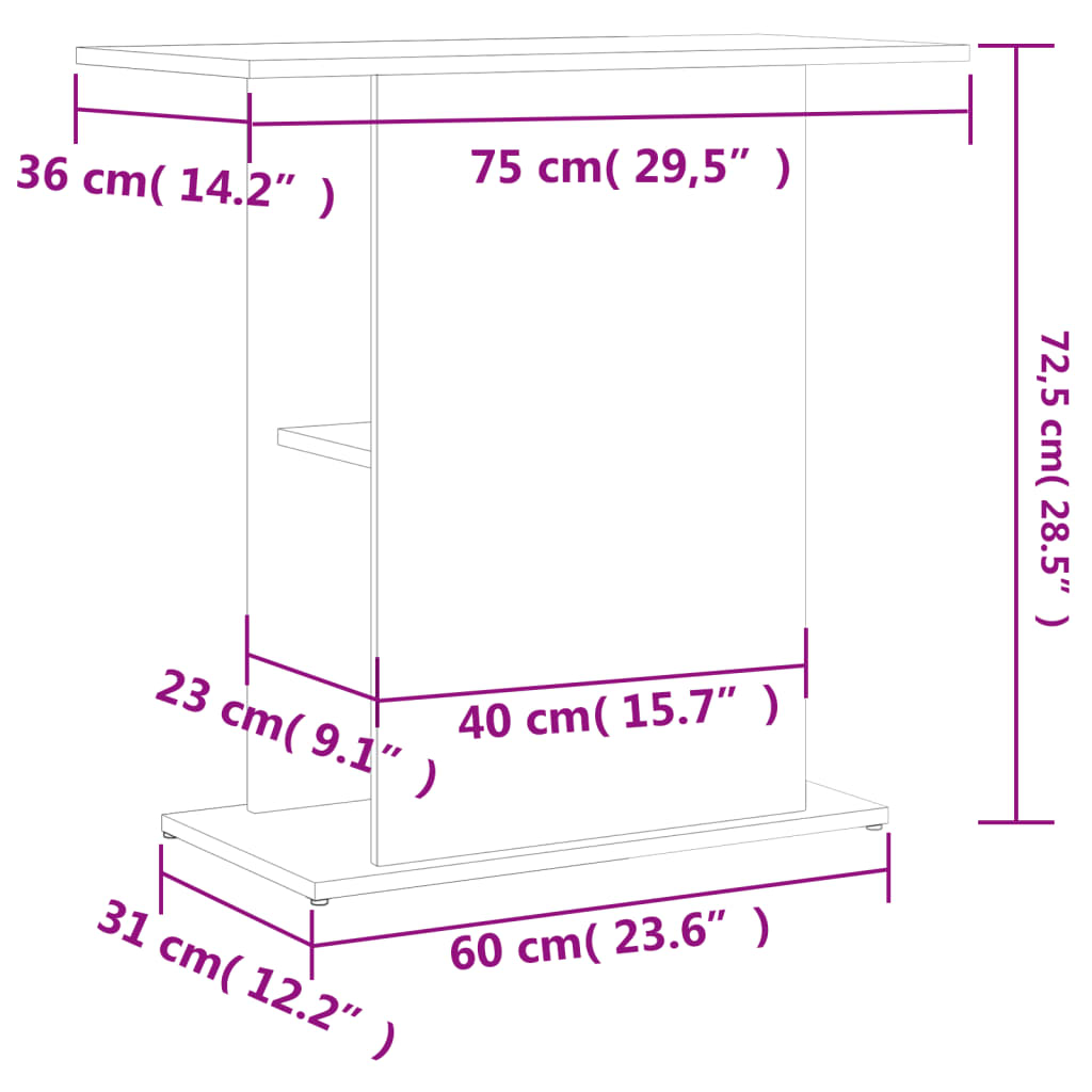 Stalak za akvarij Bijeli 75x36x72,5 cm Konstruirano drvo