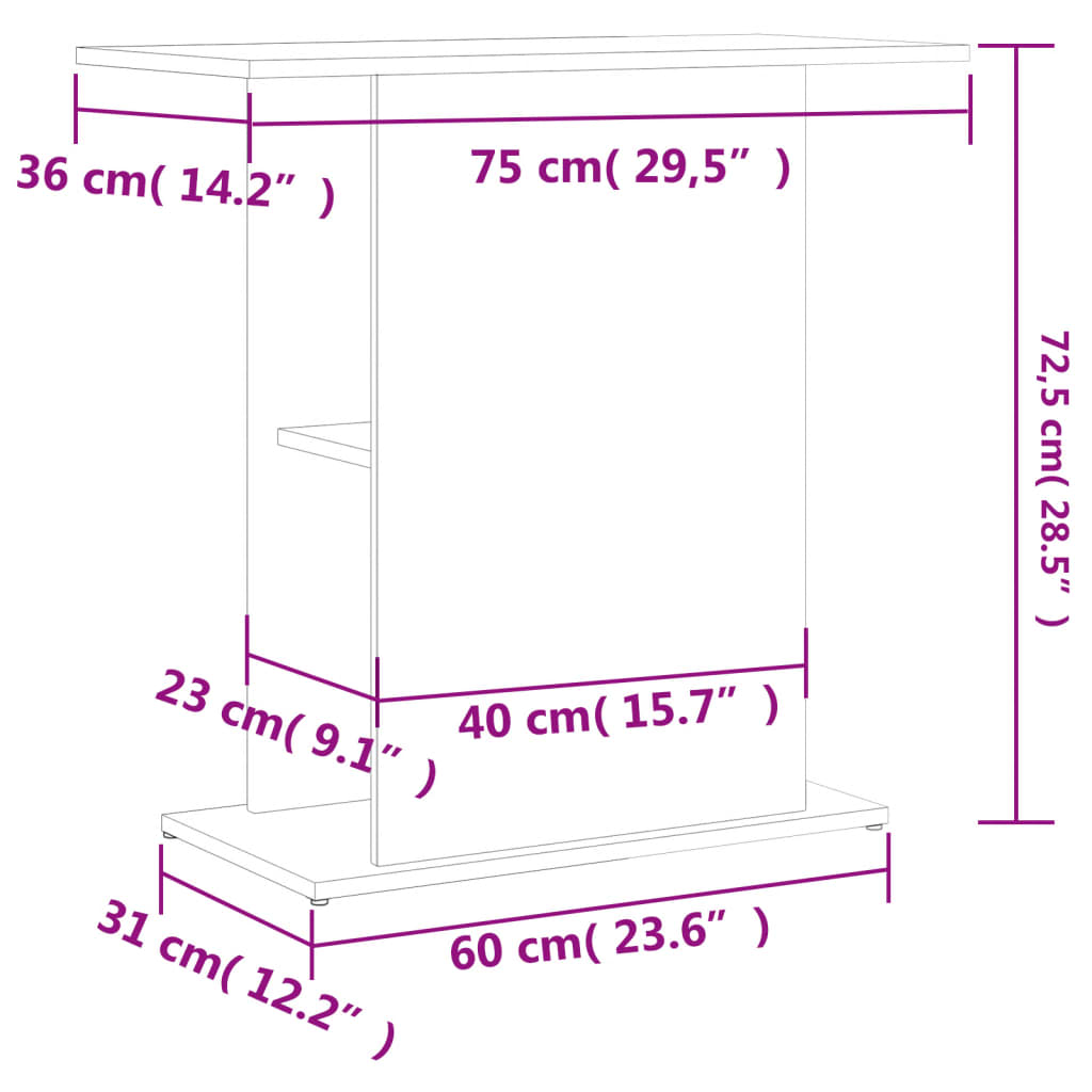 Stalak za akvarij boja betona 75x36x72,5 cm konstruiranog drva