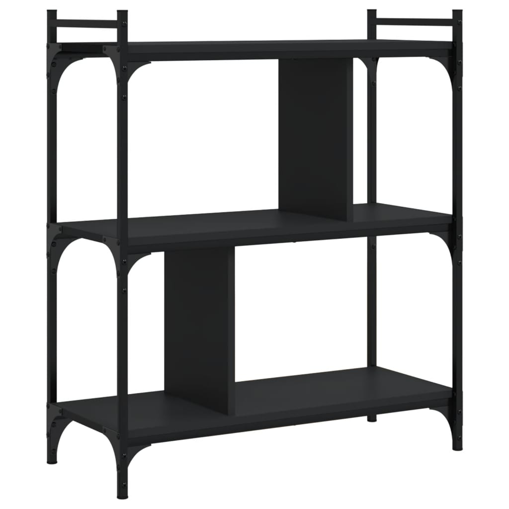 Regal za knjige s 3 razine crni 76x32x88 cm konstruirano drvo