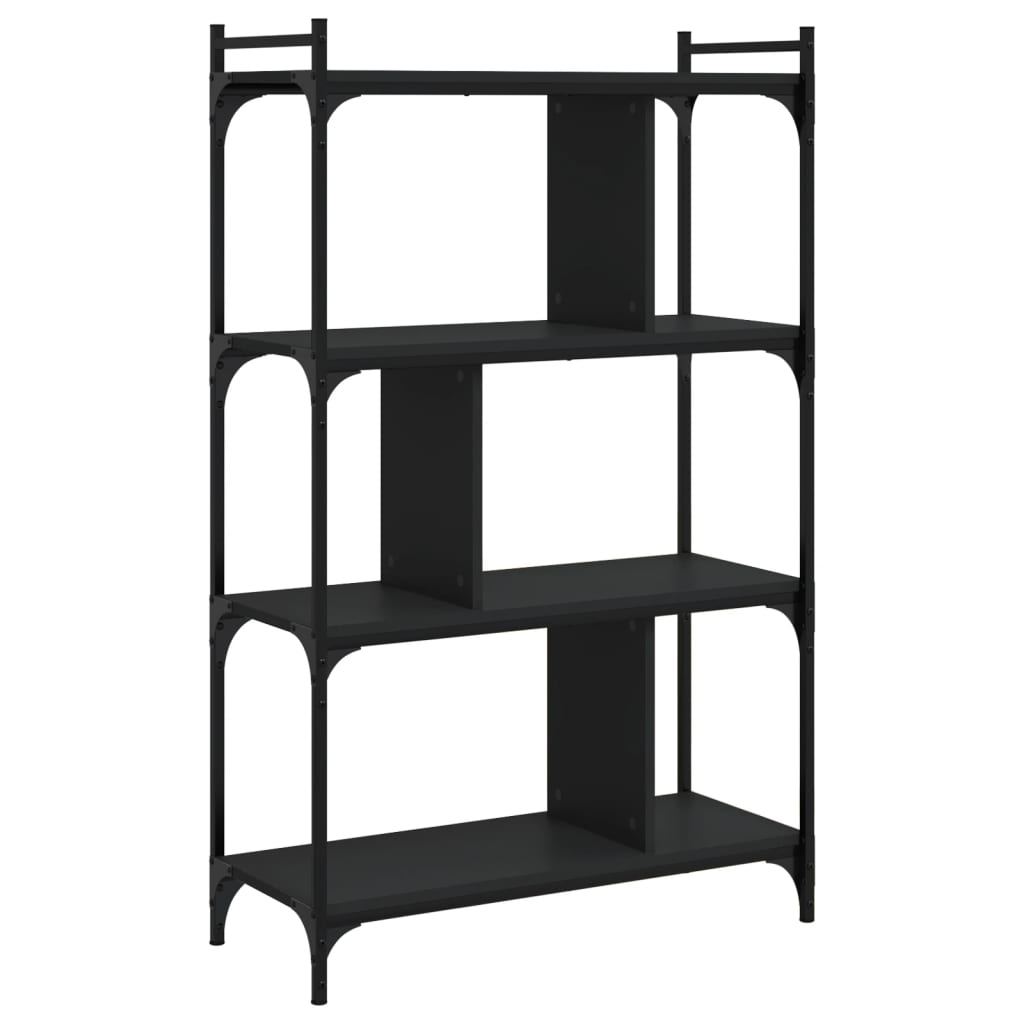 Regal za knjige s 4 razine crni 76x32x123 cm konstruirano drvo