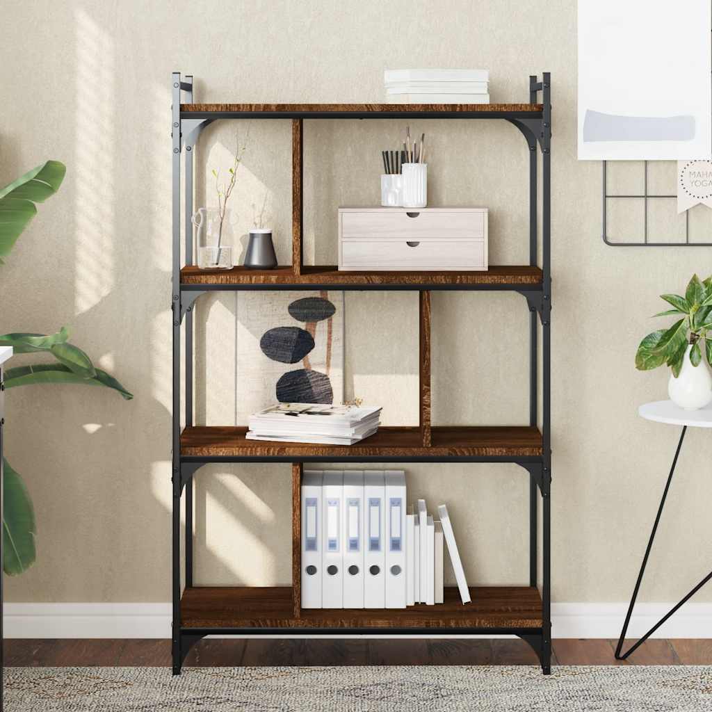 Regal za knjige 4 razine smeđa boja hrasta 76x32x123 cm drveni