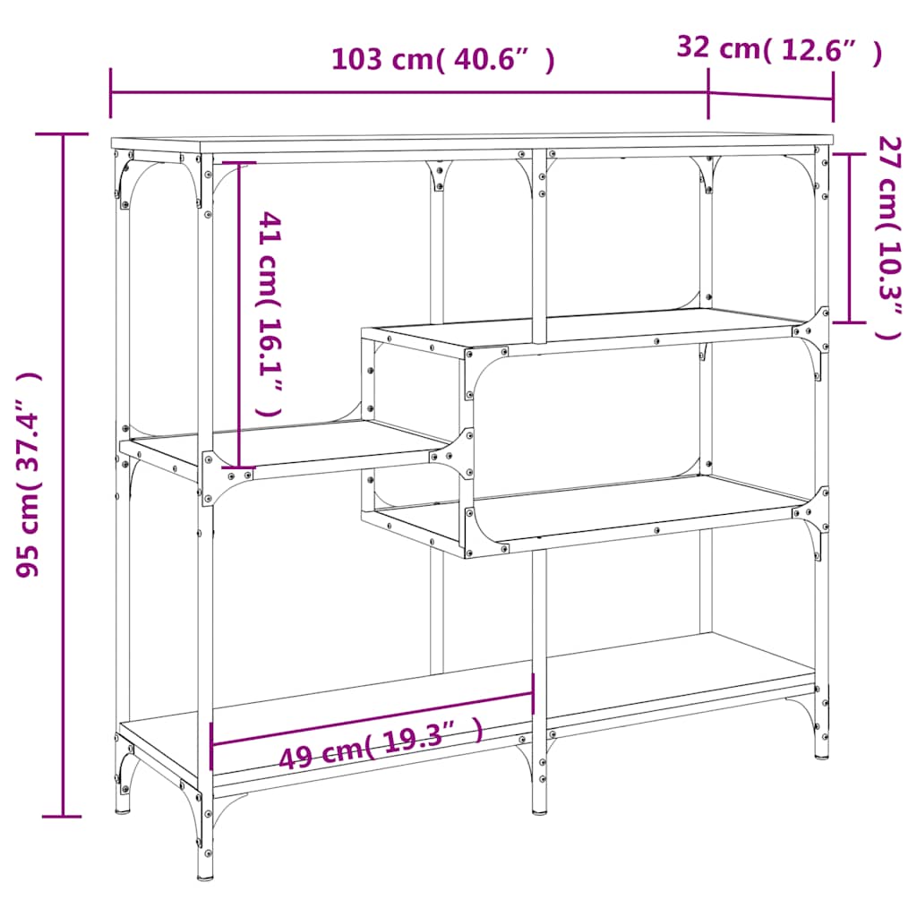 Konzolni stol boja smeđeg hrasta 103x32x95 cm konstruirano drvo
