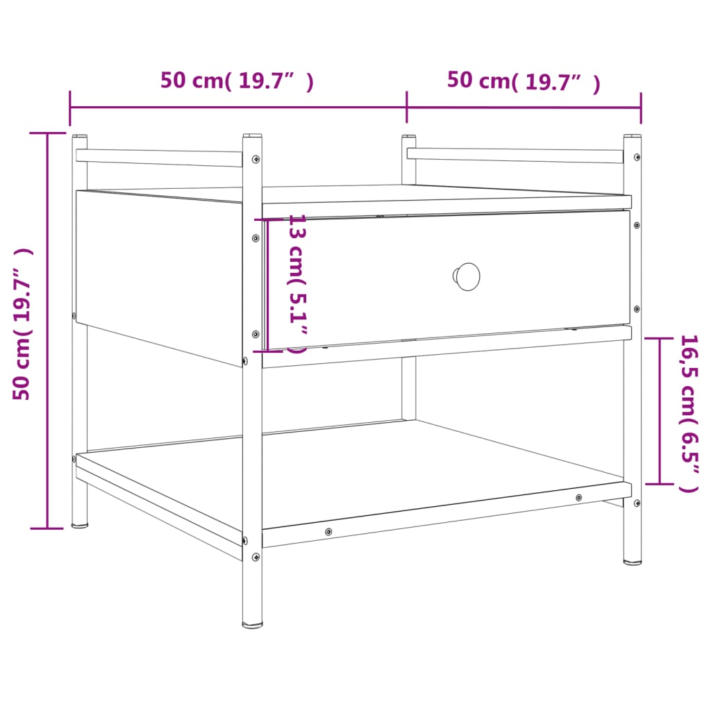 Stolić za kavu crni 50 x 50 x 50 cm od konstruiranog drva