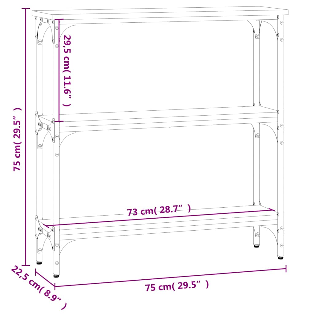 Konzolni stol crni 75 x 22,5 x 75 cm od konstruiranog drva