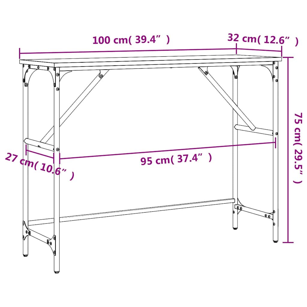 Konzolni stol boja hrasta 100x32x75 cm od konstruiranog drva
