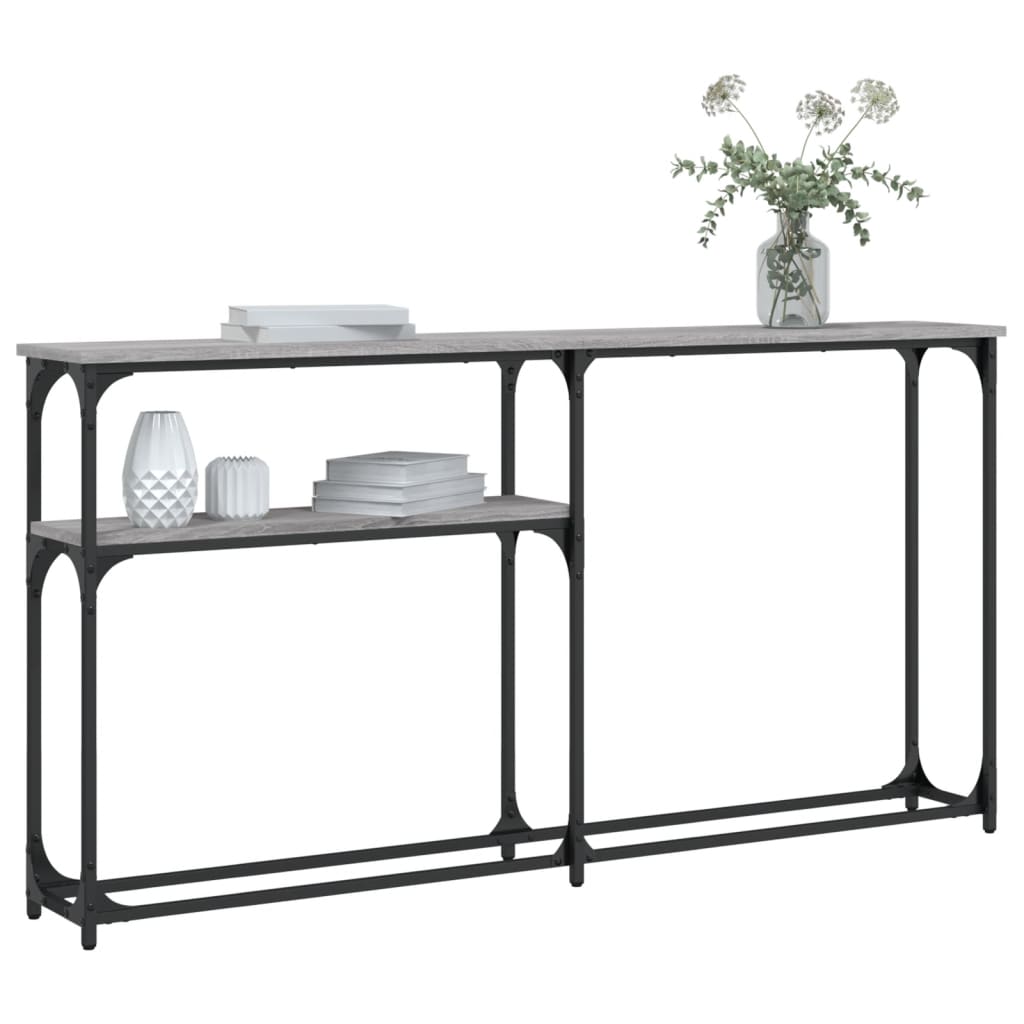 Konzolni stol siva boja hrasta 145x22,5x75 cm konstruirano drvo