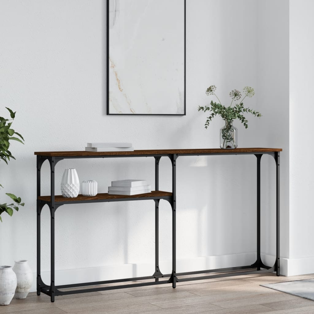 Konzolni stol boja hrasta 145 x 22,5 x 75 cm konstruirano drvo