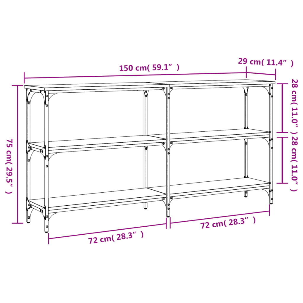 Konzolni stol boja hrasta 150x29x75 cm od konstruiranog drva