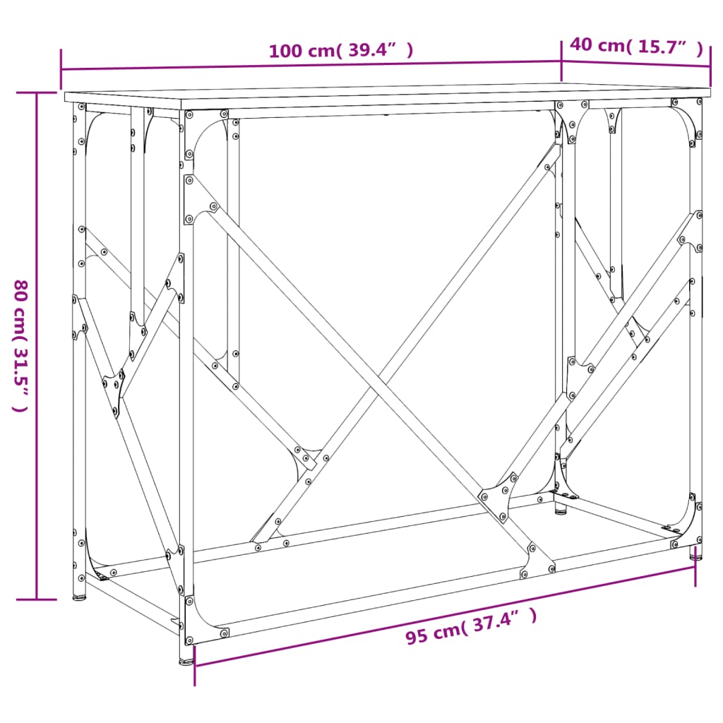 Konzolni stol boja hrasta 100x40x80 cm od konstruiranog drva