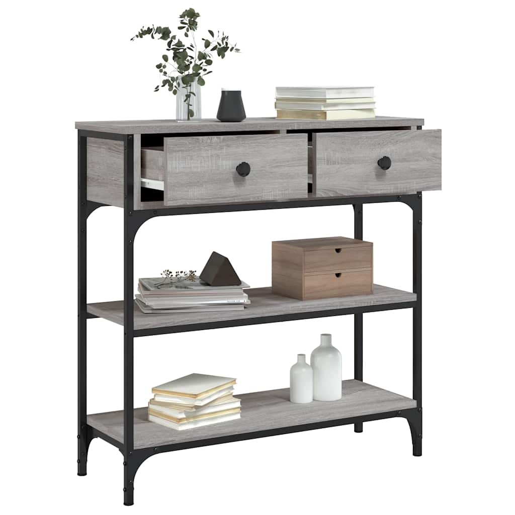 Konzolni stol siva boja hrasta 72,5x25x75 cm konstruirano drvo