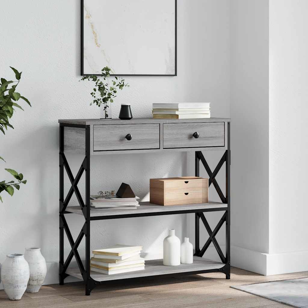 Konzolni stol siva boja hrasta 75x28x75 cm konstruirano drvo