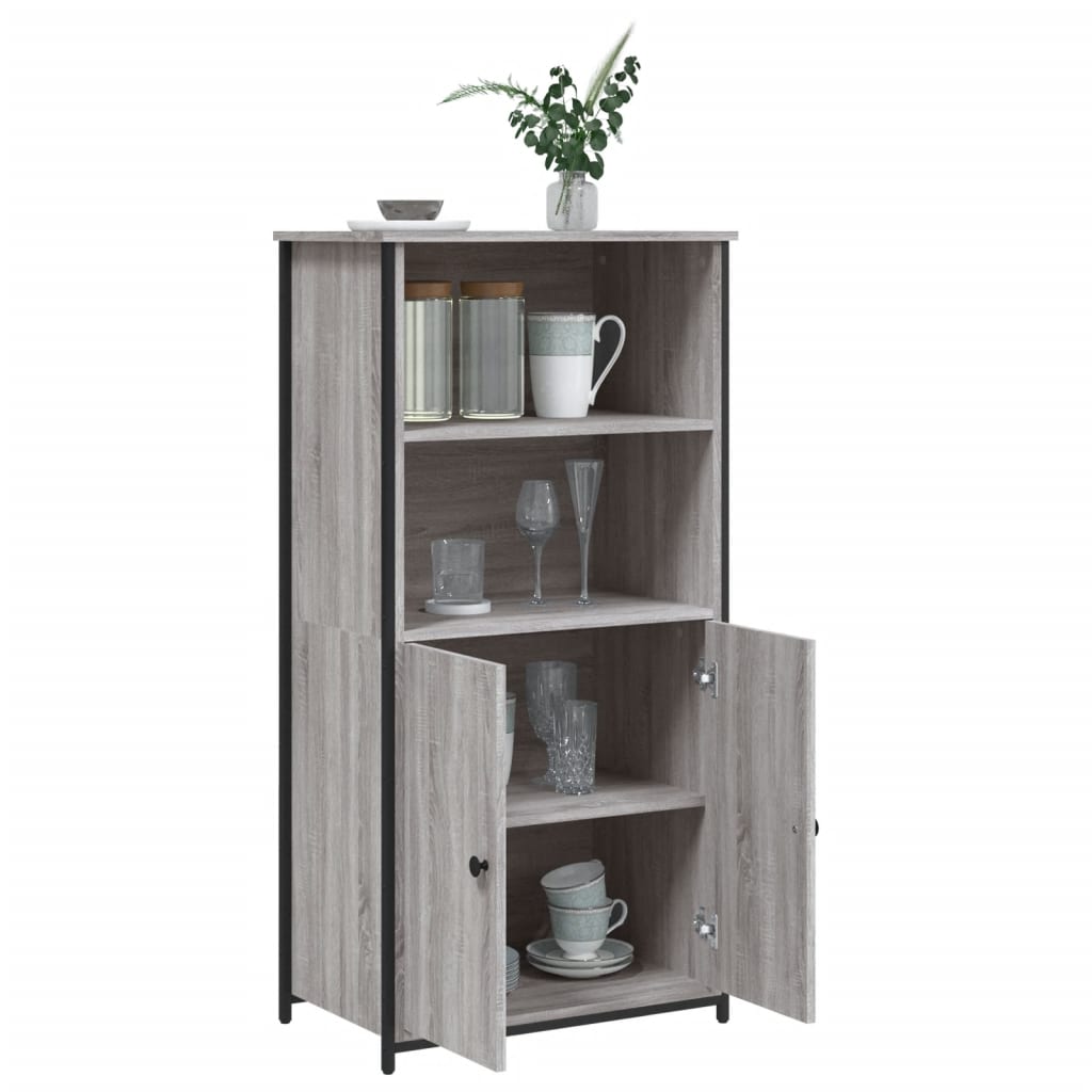 Visoka komoda siva boja hrasta 62x36x121,5 cm konstruirano drvo