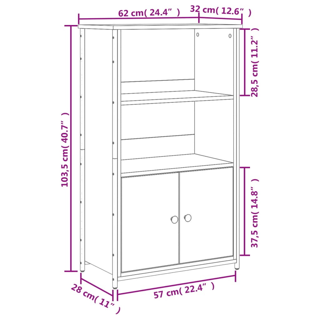 Visoka komoda crna 62 x 32 x 103,5 cm od konstruiranog drva