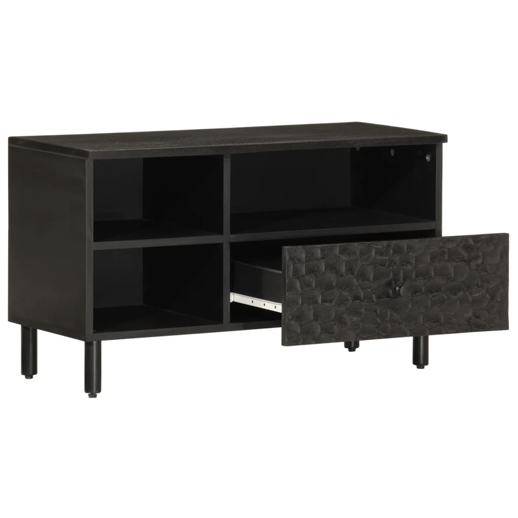 TV ormarić crni 80x33x46 cm od masivnog drva manga