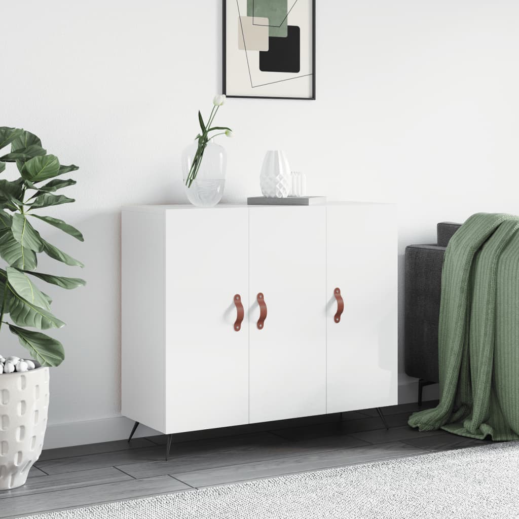 Komoda sjajna bijela 90x34x80 cm od konstruiranog drva