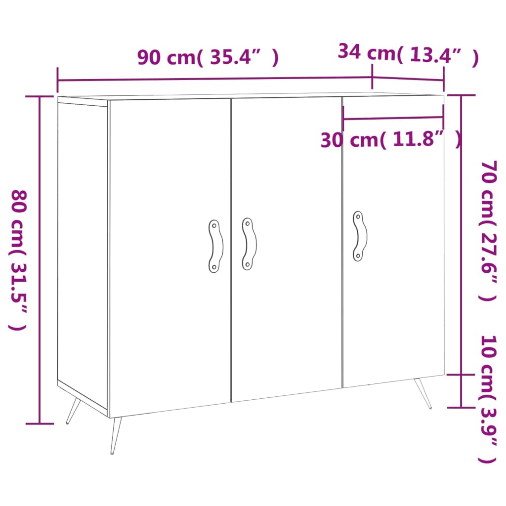 Komoda siva boja betona 90x34x80 cm od konstruiranog drva