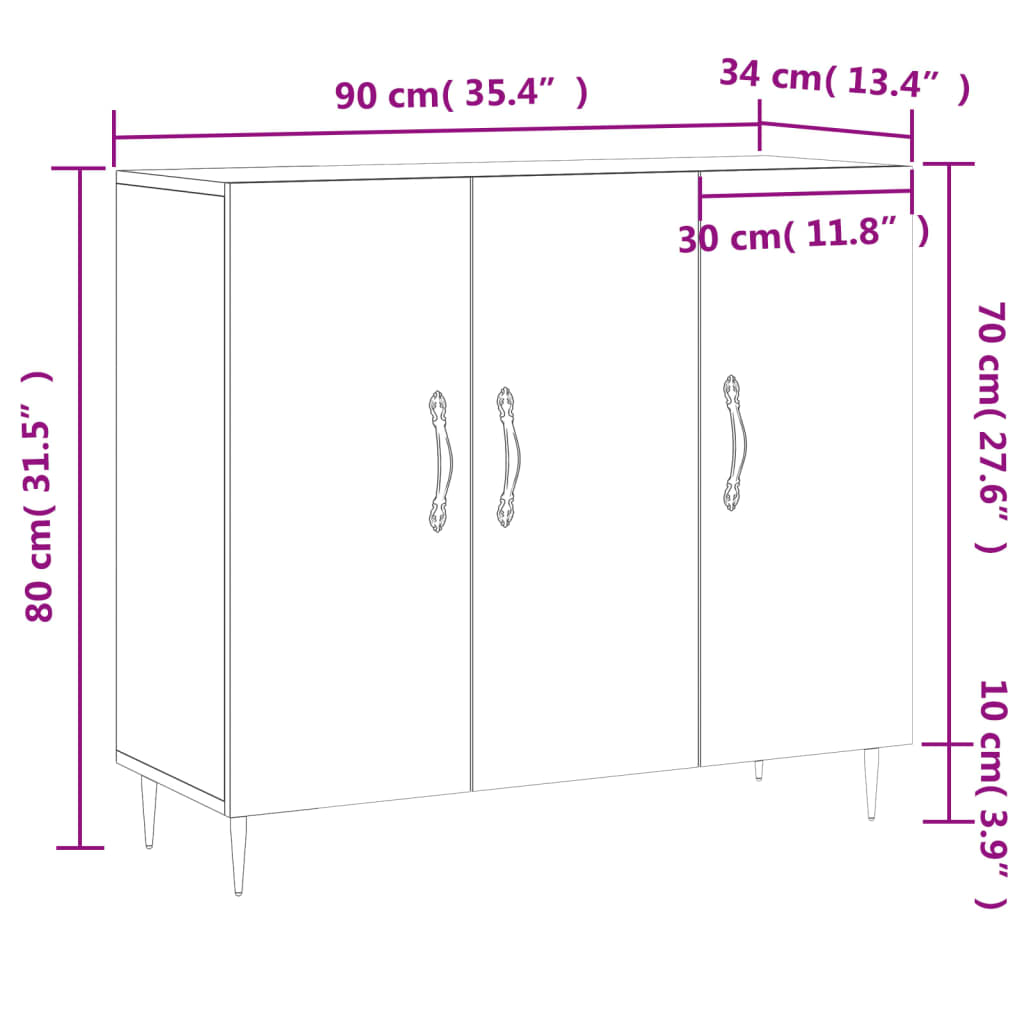 Komoda siva boja betona 90x34x80 cm od konstruiranog drva