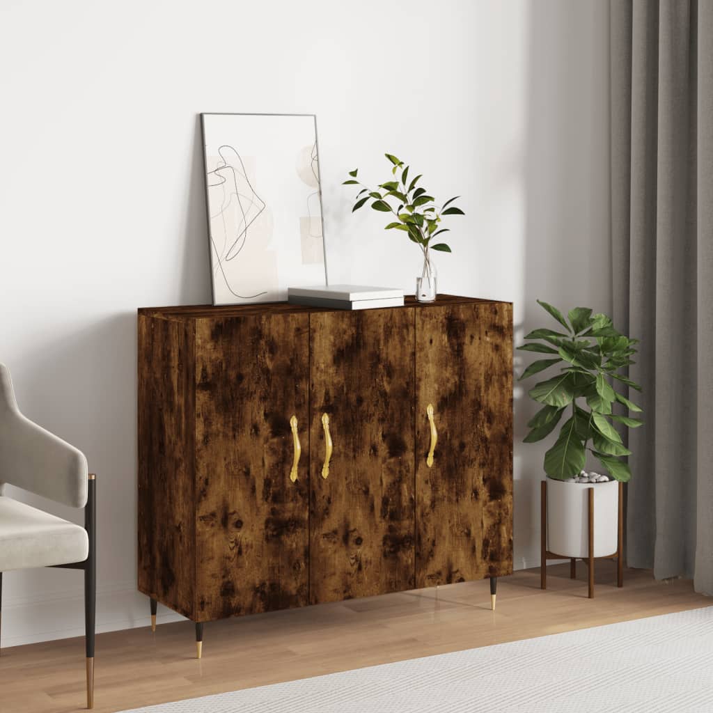Komoda boja dimljenog hrasta 90 x 34 x 80 cm konstruirano drvo