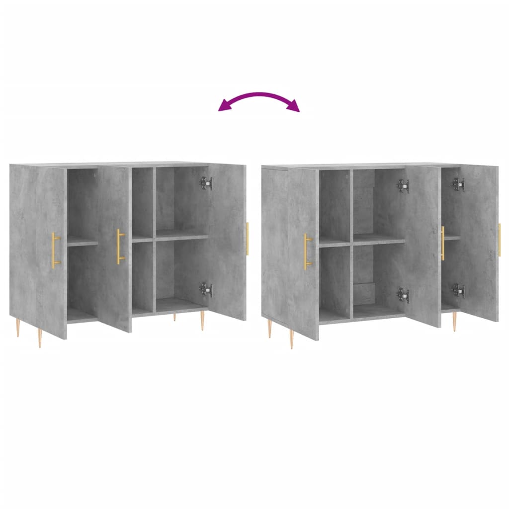 Komoda siva boja betona 90x34x80 cm od konstruiranog drva