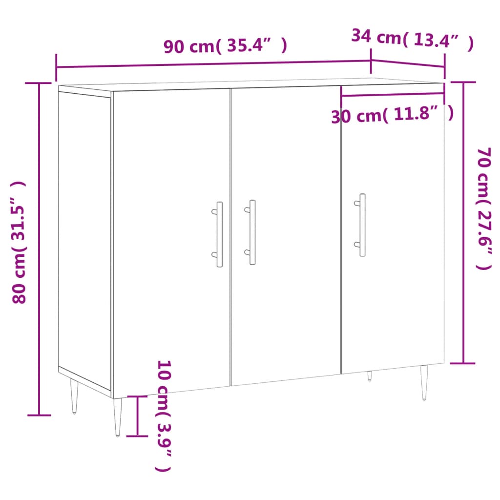Komoda boja hrasta sonome 90 x 34 x 80 cm konstruirano drvo