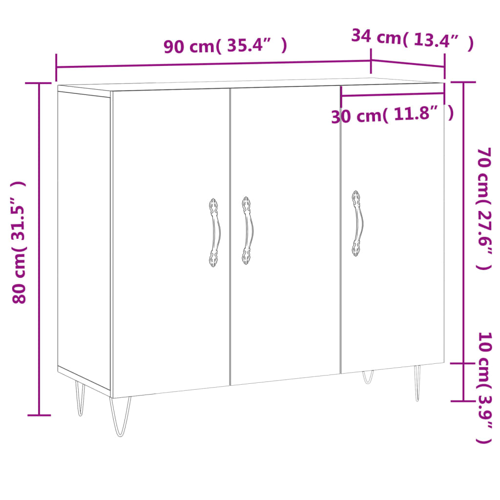 Komoda siva boja betona 90x34x80 cm od konstruiranog drva