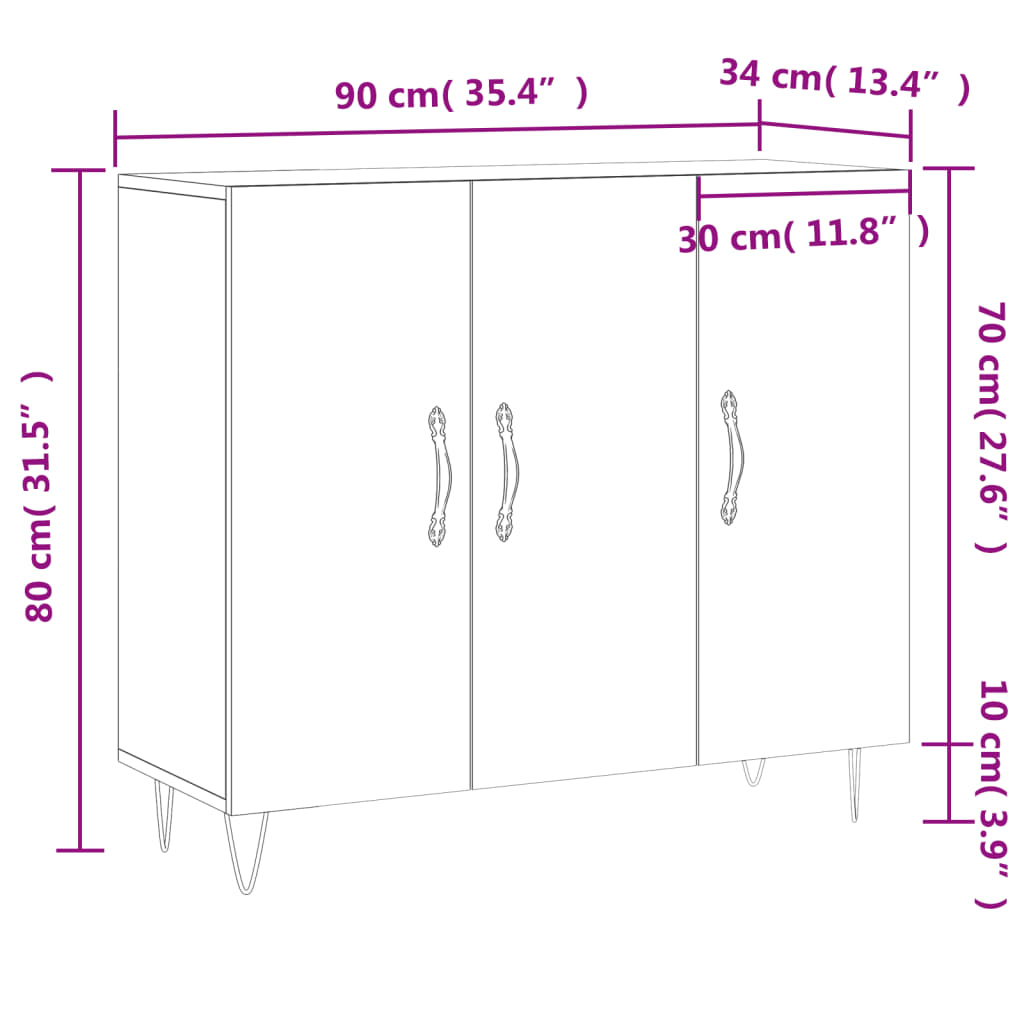 Komoda boja hrasta sonome 90 x 34 x 80 cm konstruirano drvo