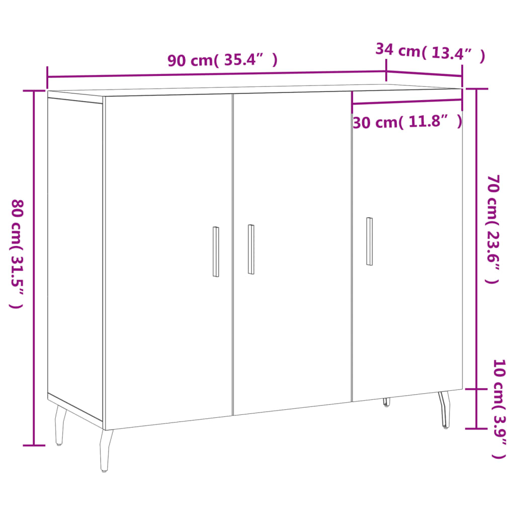 Komoda boja hrasta sonome 90 x 34 x 80 cm konstruirano drvo