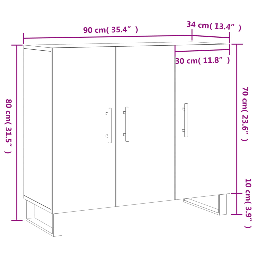Komoda bijela 90x34x80 cm od konstruiranog drva