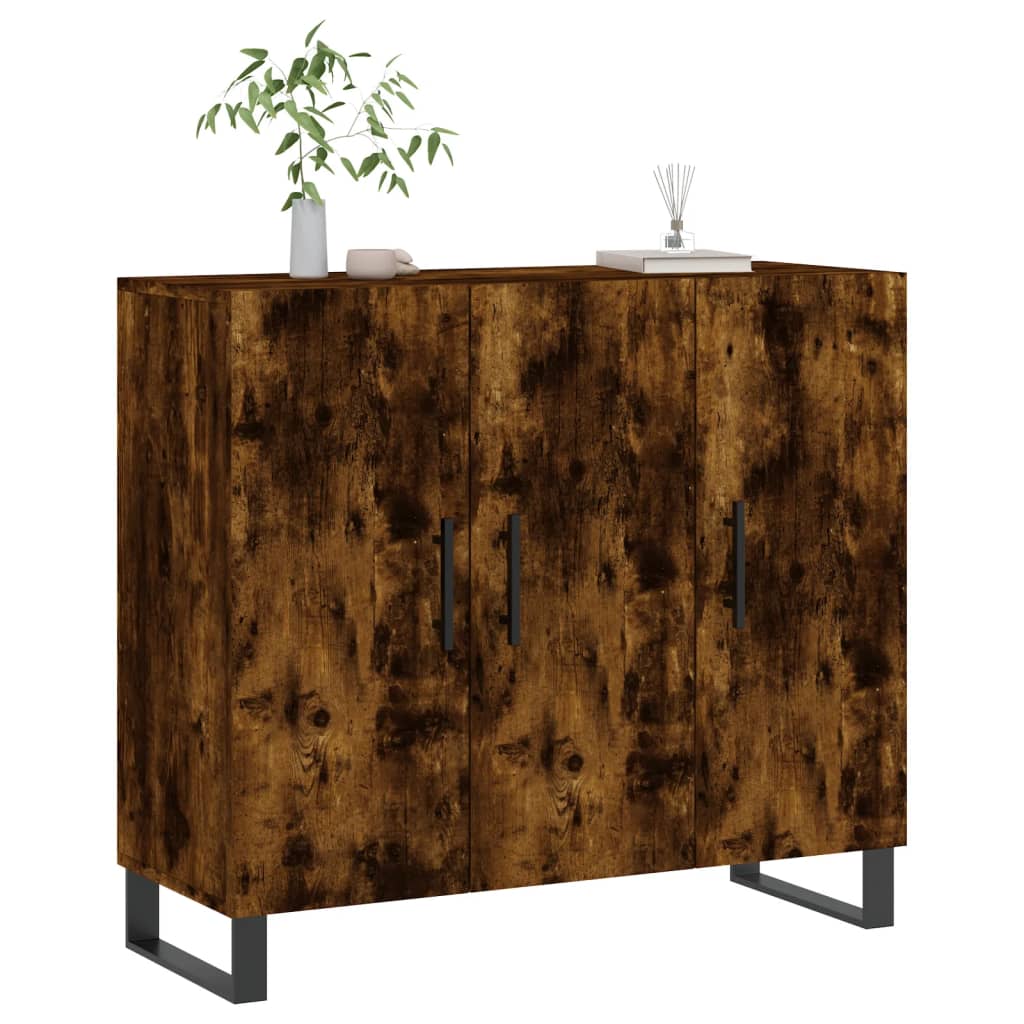 Komoda boja dimljenog hrasta 90 x 34 x 80 cm konstruirano drvo