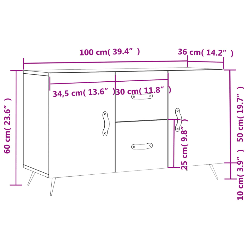 Komoda sjajna bijela 100x36x60 cm od konstruiranog drva