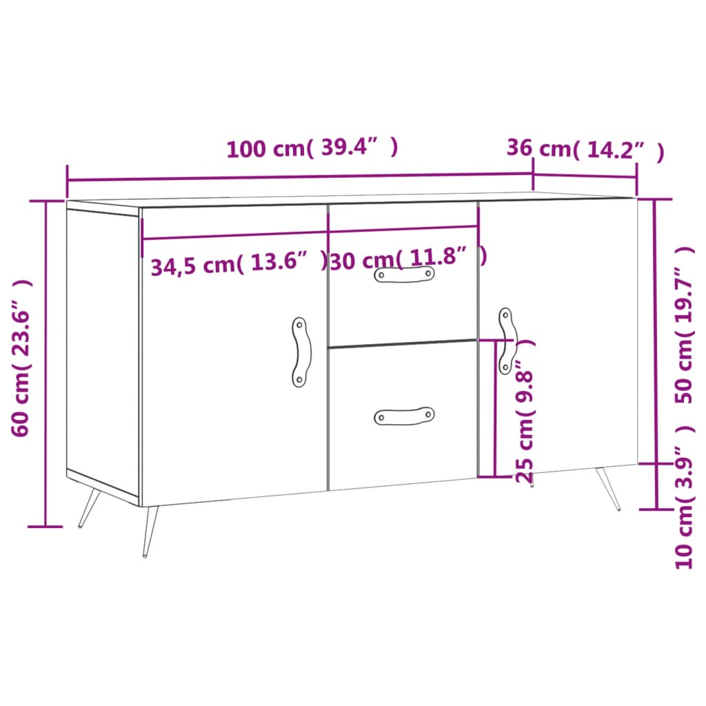 Komoda boja hrasta sonome 100 x 36 x 60 cm konstruirano drvo