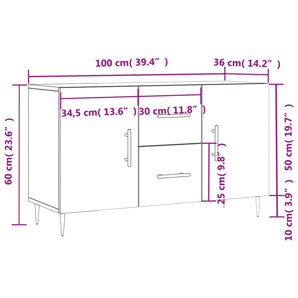 Komoda siva boja betona 100x36x60 cm od konstruiranog drva