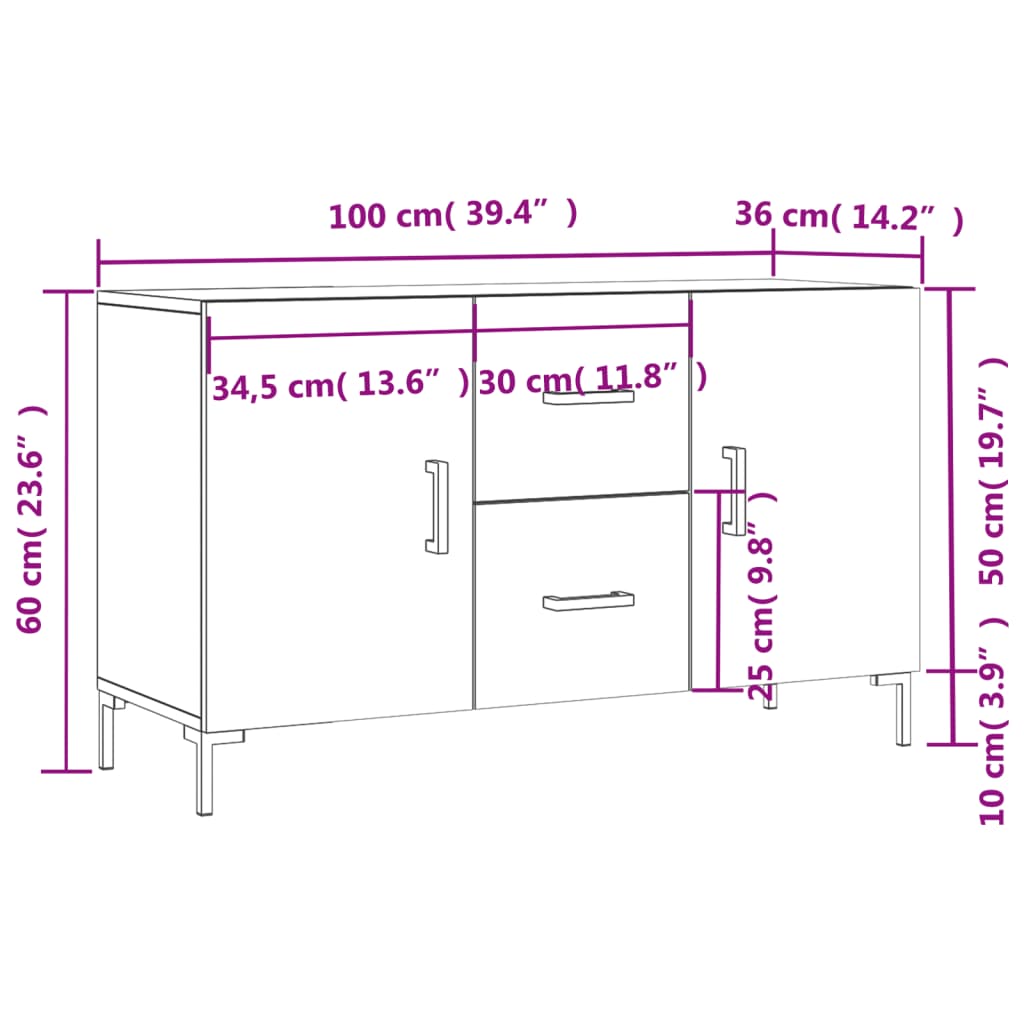 Komoda boja dimljenog hrasta 100 x 36 x 60 cm konstruirano drvo