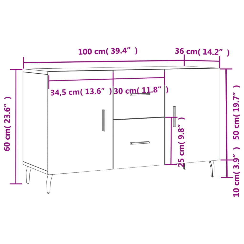 Komoda siva boja betona 100x36x60 cm od konstruiranog drva