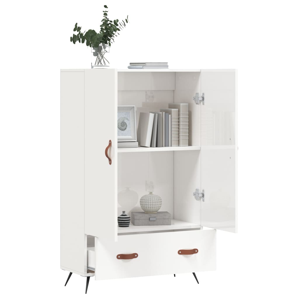 Visoka komoda sjajna bijela 69,5x31x115 cm konstruirano drvo