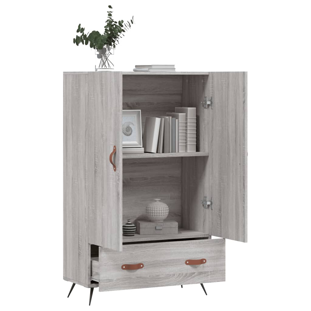 Visoka komoda siva boja hrasta 69,5x31x115 cm konstruirano drvo