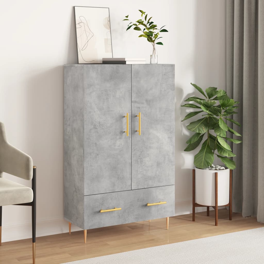 Visoka komoda boja betona 69,5 x 31 x 115 cm konstruirano drvo