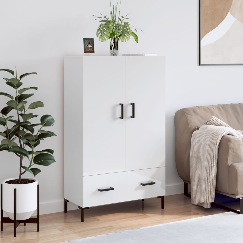 Visoka komoda sjajna bijela 69,5x31x115 cm konstruirano drvo