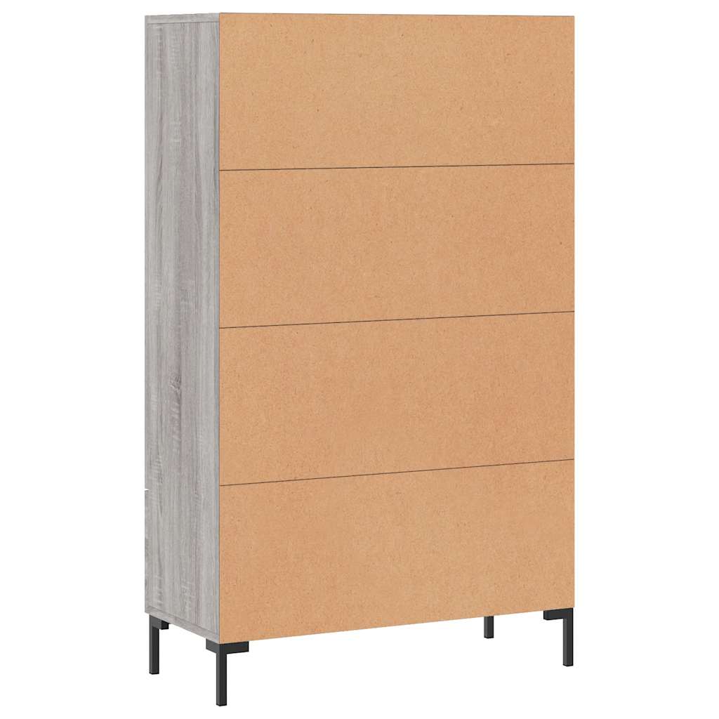 Visoka komoda siva boja hrasta 69,5x31x115 cm konstruirano drvo