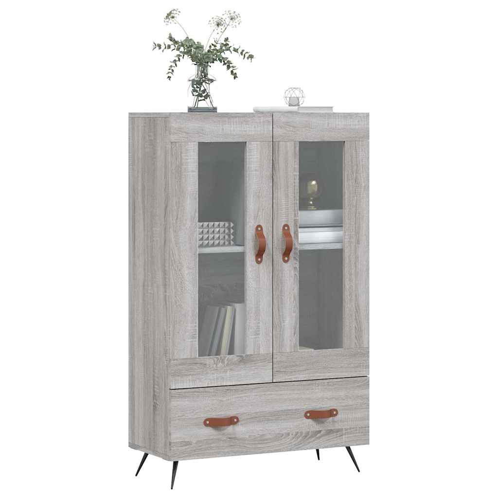 Visoka komoda siva boja hrasta 69,5x31x115 cm konstruirano drvo