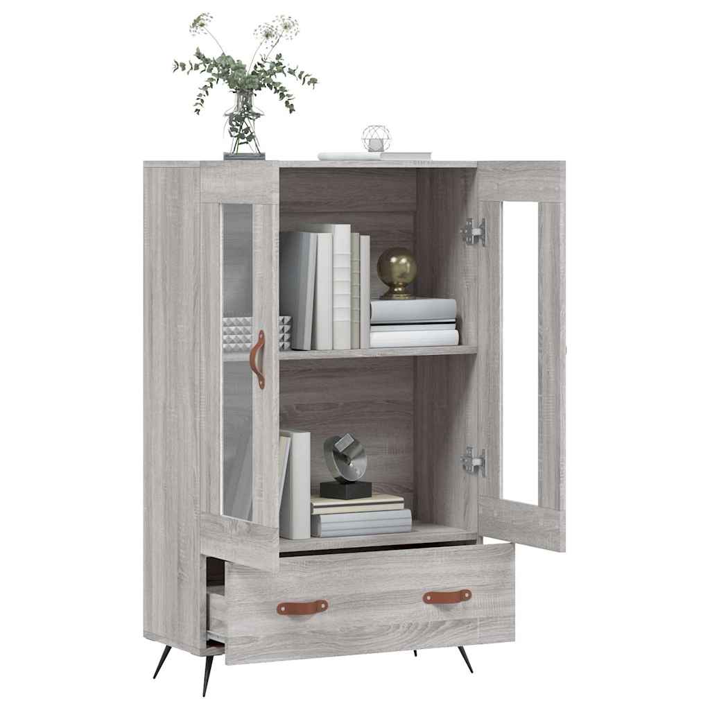 Visoka komoda siva boja hrasta 69,5x31x115 cm konstruirano drvo